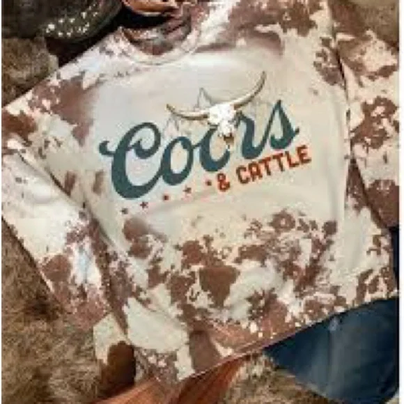 Coors & Cattle Brown and Cream Sweatshirt - Picture 1 of 5
